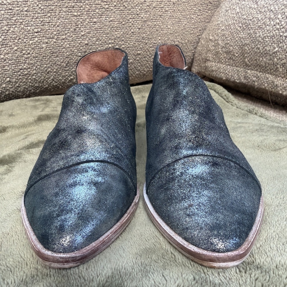 FREE PEOPLE ROYALE ONYX D'ORSAY POINTED TOE SLIP ON FLAT SHOES BLACK METALLIC 39 - Picture 5 of 6